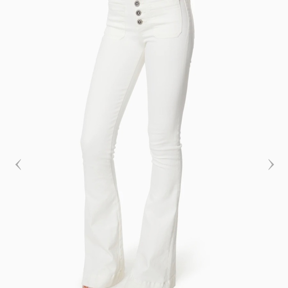 Current Elliott White Exposed Button Fly Flare Je… - image 1